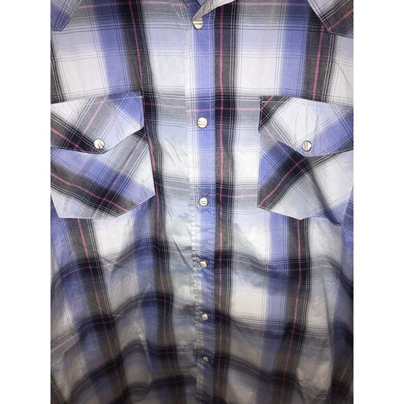 Cody James Button‎ Up Shirt Mens 2XL Gray Pink Blue Pearl Snap Western Cowboy - Picture 5 of 6